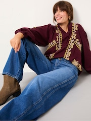 FatFace Blue Denim Willow Wide Leg Jeans - Image 5 of 7