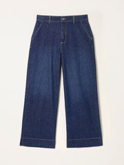 FatFace Hove Denim Dark Blue Wide Leg Crop Jeans - Image 1 of 1