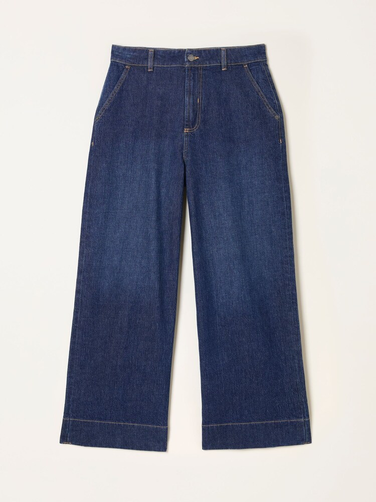 FatFace Hove Denim Dark Blue Wide Leg Crop Jeans - Image 1 of 1