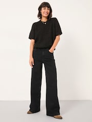 FatFace Welling Black Wide Leg Jeans - Image 5 of 7