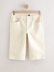 Ecru Knee Length Bermuda Denim Shorts - Image 1 of 3