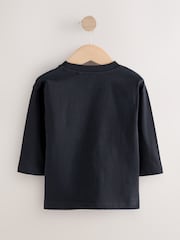 Black Glow in the Dark Ghost Halloween Long Sleeve Graphic Print T-Shirt (3mths-7yrs) - Image 2 of 5