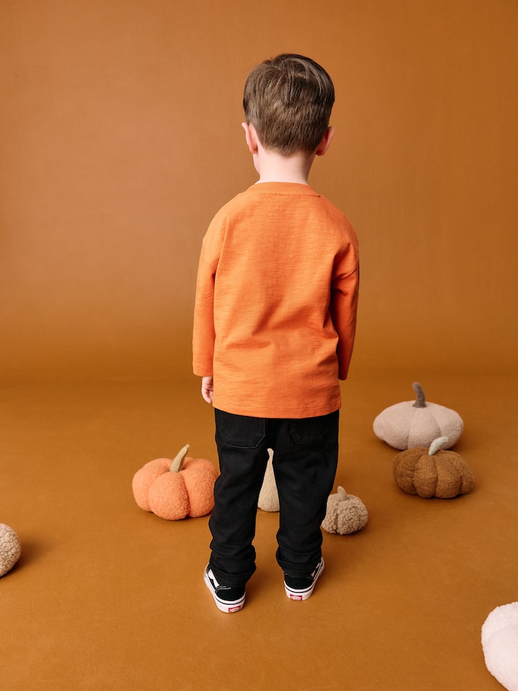 Orange Pumpkin Halloween Long Sleeve Graphic Print T-Shirt (3mths-7yrs) - Image 3 of 8