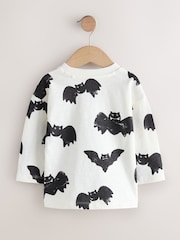 White/Black Bats - Halloween Long Sleeve Graphic Print T-Shirt (3mths-7yrs) - Imagen 5 de 7