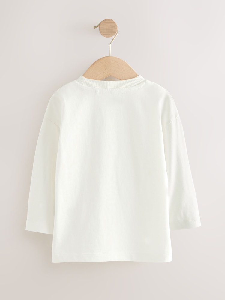 White Slogan Long Sleeves Semi Plain T-Shirt (3mths-7yrs) - Image 2 of 4 White Slogan Long Sleeves Semi Plain T-Shirt (3mths-7yrs) - Image 2 of 4