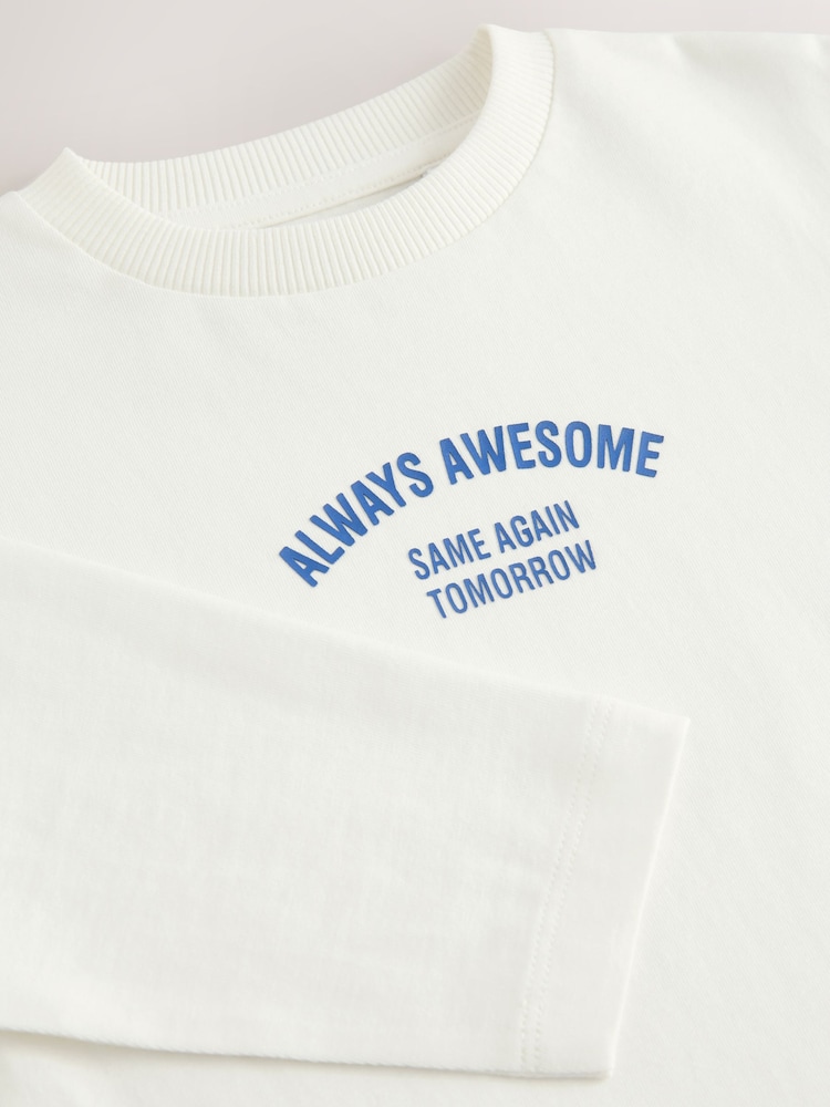 White Slogan Long Sleeves Semi Plain T-Shirt (3mths-7yrs) - Image 4 of 4 White Slogan Long Sleeves Semi Plain T-Shirt (3mths-7yrs) - Image 4 of 4