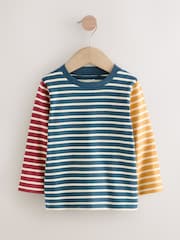 Navy/White Hotchpotch 100% Cotton Long Sleeve Stripe T-Shirt (3mths-7yrs) - Image 1 of 4