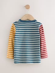 Navy/White Hotchpotch 100% Cotton Long Sleeve Stripe T-Shirt (3mths-7yrs) - Image 2 of 4