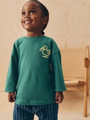 Green Duck Long Sleeves Semi Plain T-Shirt (3mths-7yrs) - Image 2 of 6