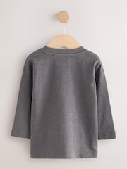 Grey Slogan Long Sleeves Semi Plain T-Shirt (3mths-7yrs) - Image 2 of 4