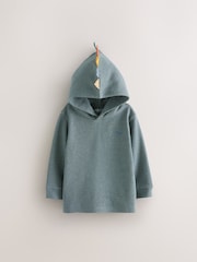 Blue Textured Jersey Dino Spikes Hoodie (3mths-7yrs) - Image 1 of 5
