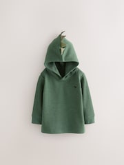 Khaki Green Textured Jersey Dino Spikes Hoodie (3mths-7yrs) - Image 1 of 4