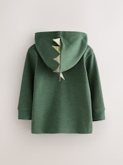 Khaki Green Textured Jersey Dino Spikes Hoodie (3mths-7yrs) - Image 2 of 4