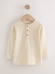 Stone Long Sleeve Henley Neck T-Shirt (3mths-7yrs) - Image 1 of 4