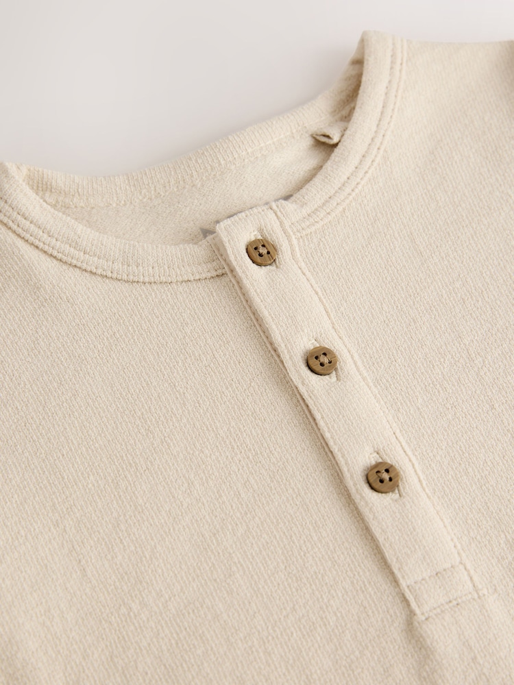 Stone Long Sleeve Henley Neck T-Shirt (3mths-7yrs) - Image 4 of 4