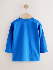 Cobalt Blue Slogan Long Sleeves Semi Plain T-Shirt (3mths-7yrs) - Image 2 of 4