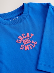 Cobalt Blue Slogan Long Sleeves Semi Plain T-Shirt (3mths-7yrs) - Image 4 of 4