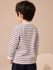 White/Blue Stripe Bear Car Long Sleeve Appliqué T-Shirt (3mths-7yrs) - Image 3 of 6