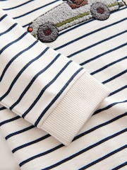White/Blue Stripe Bear Car Long Sleeve Appliqué T-Shirt (3mths-7yrs) - Image 6 of 6