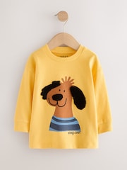 Yellow Boucle Dog Long Sleeve Appliqué T-Shirt (3mths-7yrs) - Image 1 of 4