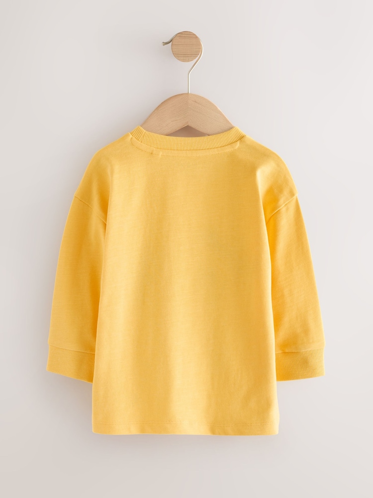 Yellow Boucle Dog Long Sleeve Appliqué T-Shirt (3mths-7yrs) - Image 2 of 4