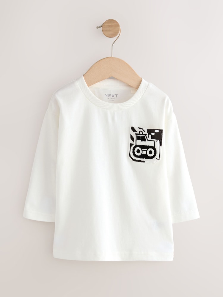 White Transport Interactive Long Sleeve Appliqué T-Shirt (3mths-7yrs) - Image 1 of 7