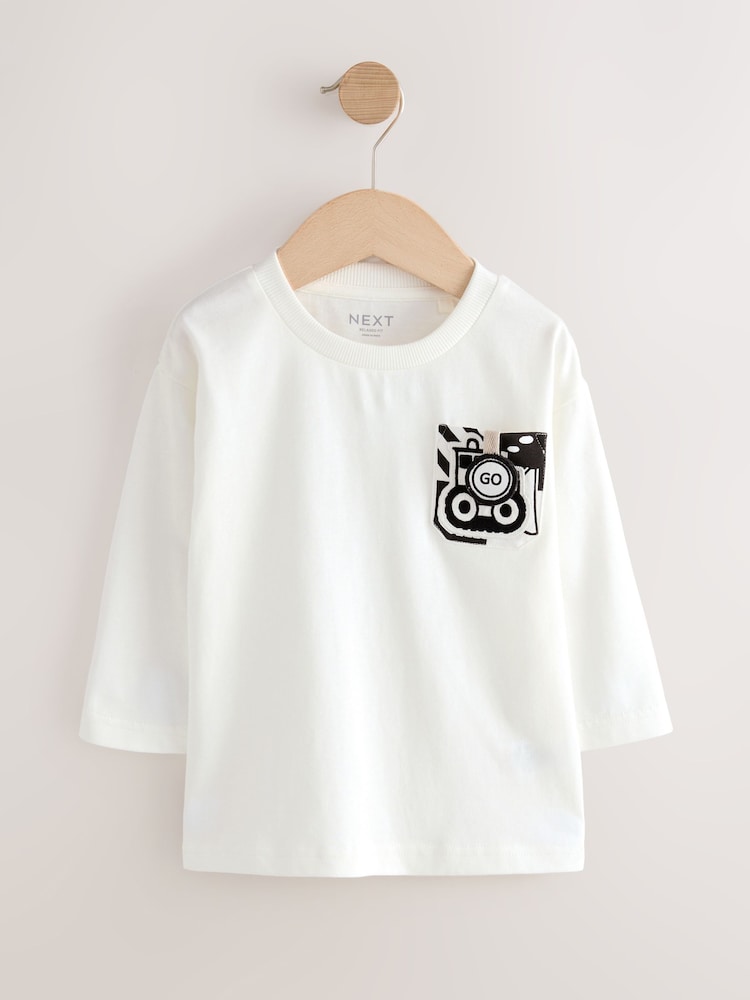 White Transport Interactive Long Sleeve Appliqué T-Shirt (3mths-7yrs) - Image 2 of 7