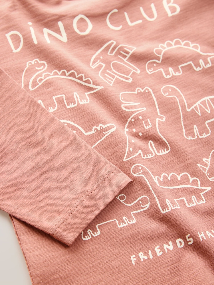Rust Brown Dinosaur Long Sleeve Back Print T-Shirt (3mths-7yrs) - Image 4 of 4