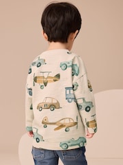 Weiss/Fahrzeug - Langarm-T-Shirt mit Allover-Print aus 100 % Baumwolle (3M.–7J.) - Bild 3 von 7