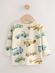Weiss/Fahrzeug - Langarm-T-Shirt mit Allover-Print aus 100 % Baumwolle (3M.–7J.) - Bild 4 von 7