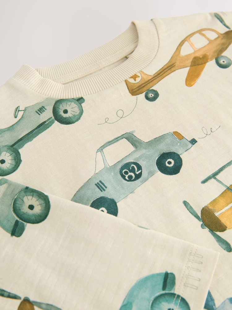 Weiss/Fahrzeug - Langarm-T-Shirt mit Allover-Print aus 100 % Baumwolle (3M.–7J.) - Bild 7 von 7