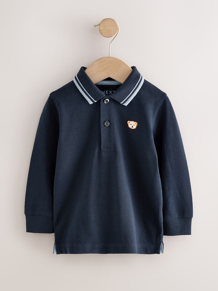 Navy Long Sleeve Polo Shirt (3mths-7yrs) - Image 1 of 4