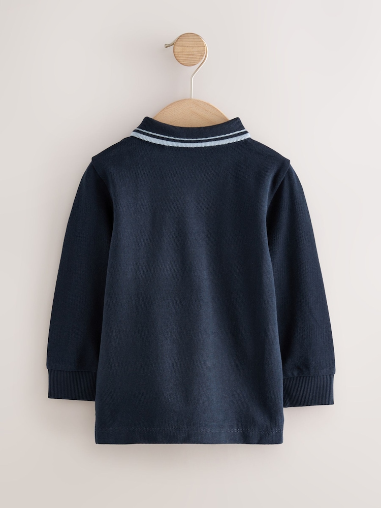 Navy Long Sleeve Polo Shirt (3mths-7yrs) - Image 2 of 4