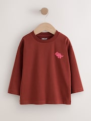 Brown/Pink Dinosaur Long Sleeve Back Print T-Shirt (3mths-7yrs) - Image 1 of 6