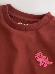 Brown/Pink Dinosaur Long Sleeve Back Print T-Shirt (3mths-7yrs) - Image 3 of 6