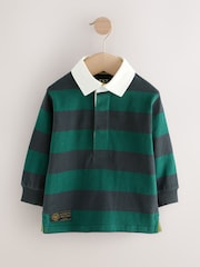 Green/Navy Striped - Long Sleeve Rugby Polo Shirt (3mths-7yrs) - Imagen 1 de 5
