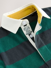 Green/Navy Striped - Long Sleeve Rugby Polo Shirt (3mths-7yrs) - Imagen 4 de 5