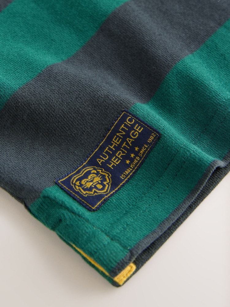 Green/Navy Striped - Long Sleeve Rugby Polo Shirt (3mths-7yrs) - Imagen 5 de 5