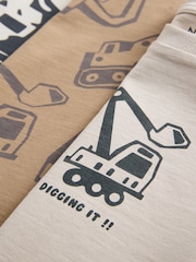 Black/Brown Digger Long Sleeve Graphic Print T-Shirts 3 Pack (3mths-7yrs) - Image 3 of 3