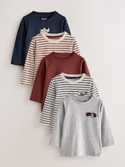 Mutli Transport Long Sleeve T-Shirts 5 Pack (3mths-7yrs) - Image 1 of 9