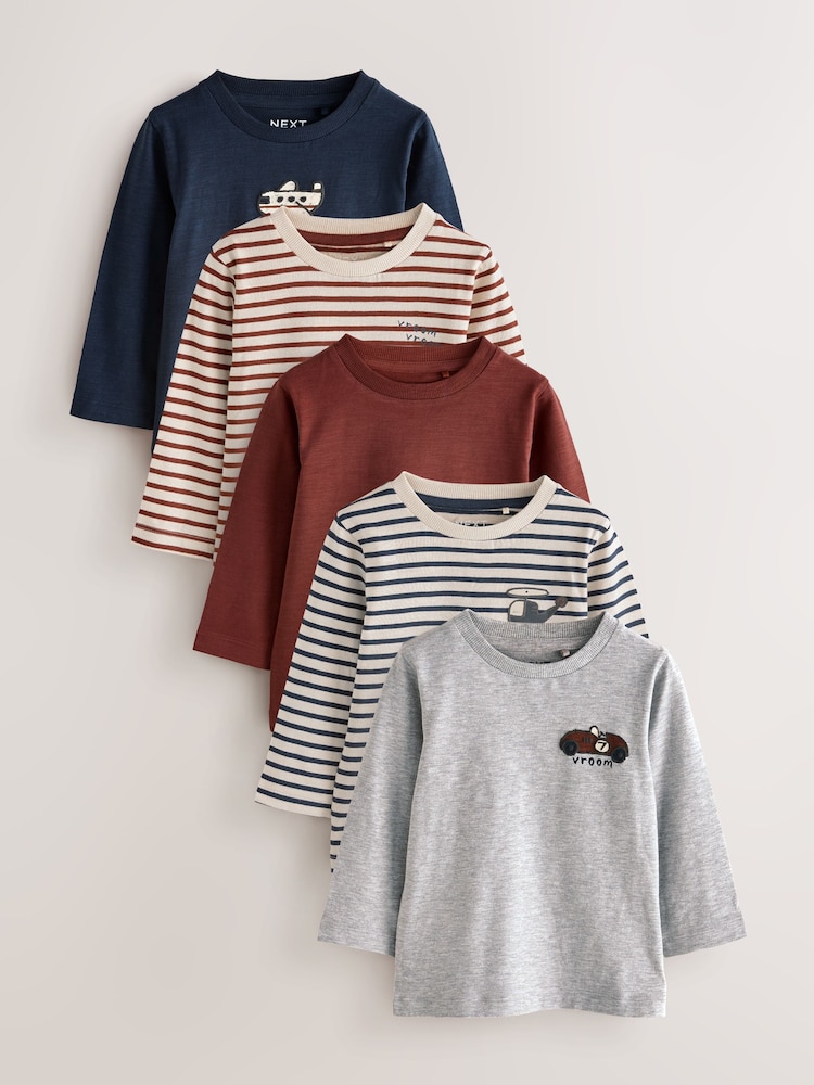 Mutli Transport Long Sleeve T-Shirts 5 Pack (3mths-7yrs) - Image 1 of 9