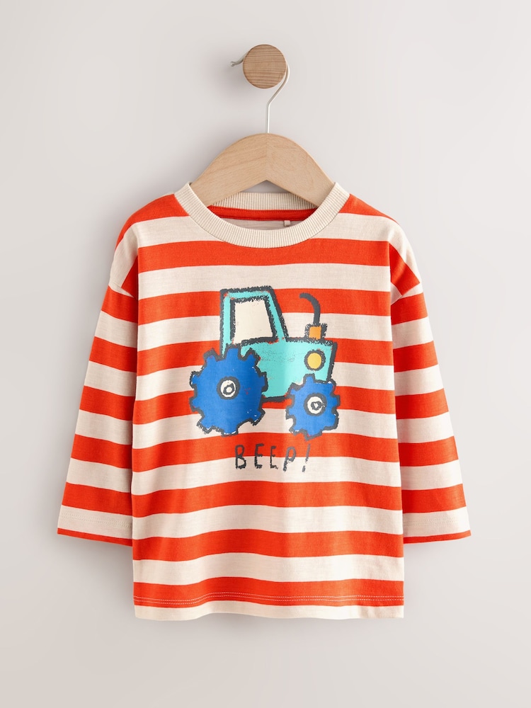 Multi Digger Long Sleeve Graphic Print T-Shirts 3 Pack (3mths-7yrs) - Image 2 of 7