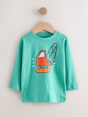 Multi Digger Long Sleeve Graphic Print T-Shirts 3 Pack (3mths-7yrs) - Image 3 of 7