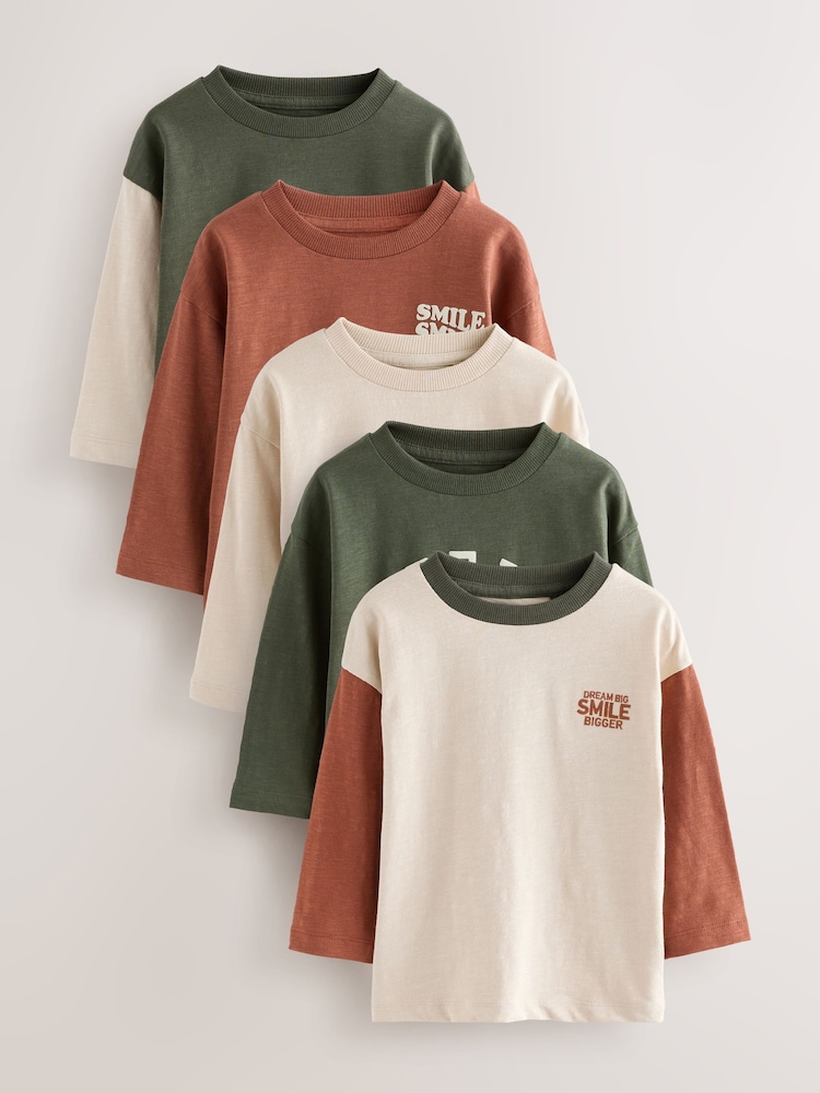 Multi Minerals Long Sleeve T-Shirts 5 Pack (3mths-7yrs) - Image 1 of 9 Multi Minerals Long Sleeve T-Shirts 5 Pack (3mths-7yrs) - Image 1 of 9