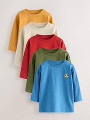 Multi Animals on Transport Long Sleeve T-Shirts 5 Pack (3mths-7yrs) - Image 1 of 9