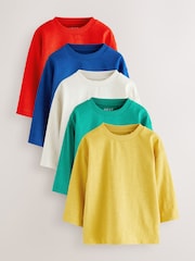 Multi Bright Long Sleeve T-Shirts 5 Pack (3mths-7yrs) - Image 1 of 9
