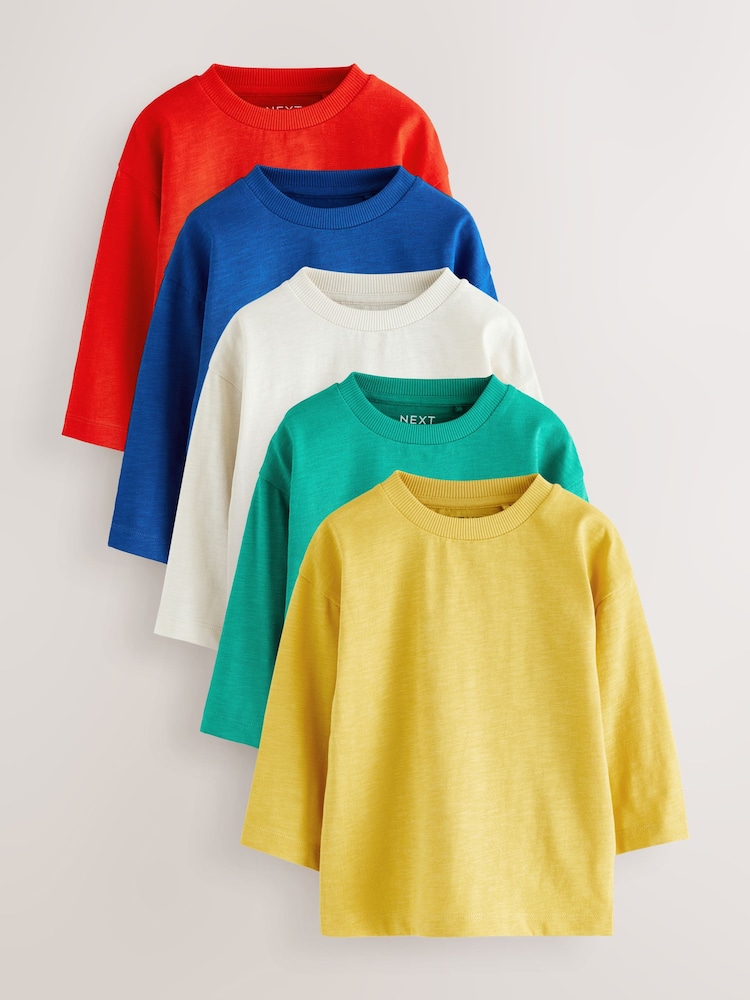 Multi Bright Long Sleeve T-Shirts 5 Pack (3mths-7yrs) - Image 1 of 9
