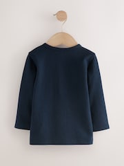 Navy/Blue/Stone Long Sleeve Henley T-Shirts 3 Pack (3mths-7yrs) - Image 3 of 8