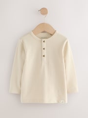 Navy/Blue/Stone Long Sleeve Henley T-Shirts 3 Pack (3mths-7yrs) - Image 4 of 8