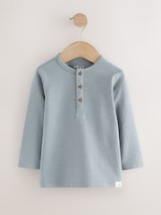 Navy/Blue/Stone Long Sleeve Henley T-Shirts 3 Pack (3mths-7yrs) - Image 5 of 8
